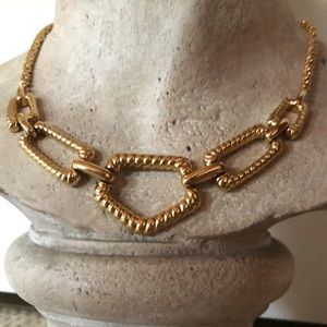 MONET Gold Tone Metal Necklace/ Choker - Vintage 18 Inch Geometric Chunky